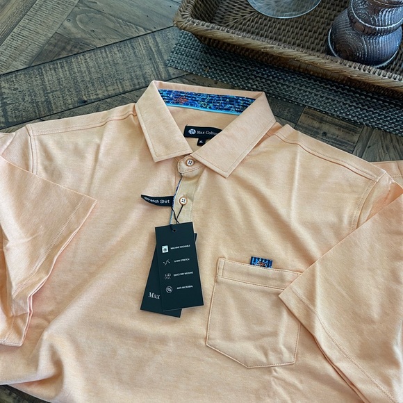 Mens polo. Max Colton brand. Coral/orange. - Picture 3 of 4